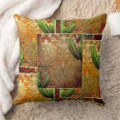 ヴィンテージ中国のサボテンと幾何学模様 クッション (ブランケット)