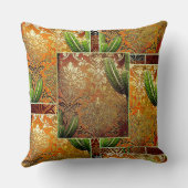 ヴィンテージ中国のサボテンと幾何学模様 クッション (裏面)