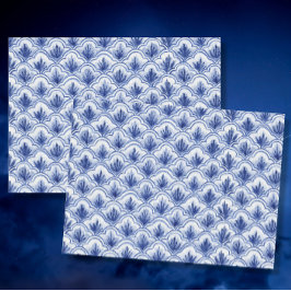 ヴィンテージ中国のシェルパターン青と白 薄葉紙