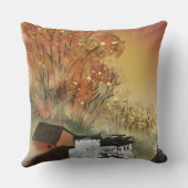 ヴィンテージ中国のスタイルオータムツリーズ&ファームハウス クッション (裏面)