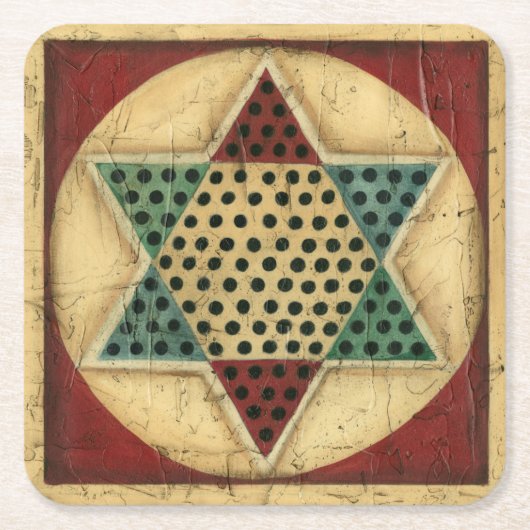 ヴィンテージ中国のチェッカーボードバイイーサン・ハーパー スクエアペーパーコースター (正面)