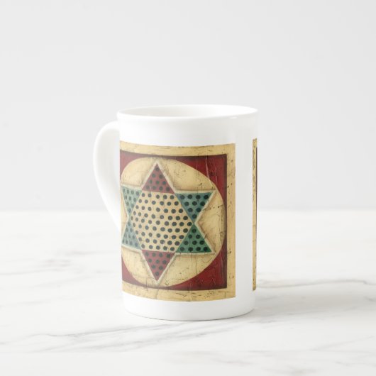 ヴィンテージ中国のチェッカーボードバイイーサン・ハーパー ボーンチャイナマグカップ (正面左)