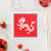 ヴィンテージ中国のドラゴンナプキンス スタンダードカクテルナプキン (インサイチュ)