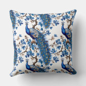 ヴィンテージ中国のピーコックネイビーフローラ春 クッション (裏面)