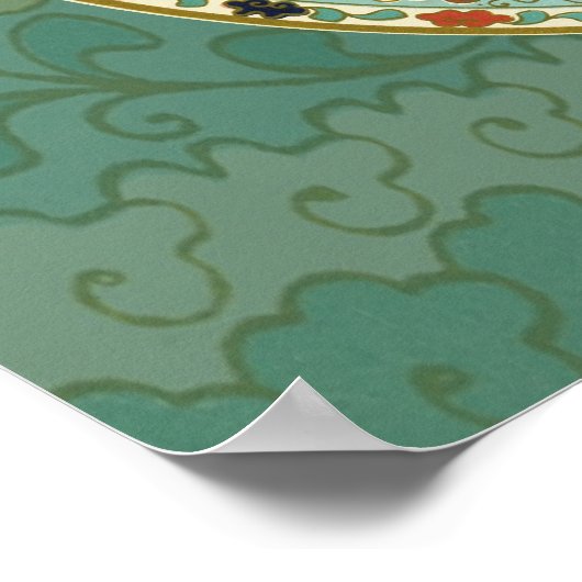 ヴィンテージ中国のブルーグリーンランドシーエアウマ ポスター (角)