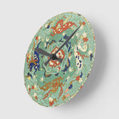 ヴィンテージ中国のブルーグリーンランドシーエアホース ラウンド壁時計 (傾斜)