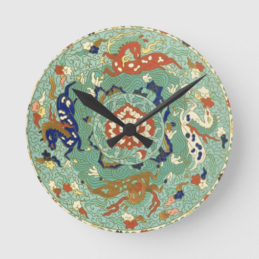 ヴィンテージ中国のブルーグリーンランドシーエアホース ラウンド壁時計 (正面)