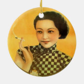 ヴィンテージ中国のポスター老婆 セラミックオーナメント (裏面)