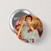 ヴィンテージ中国のポスター老婆 缶バッジ (正面&裏面)