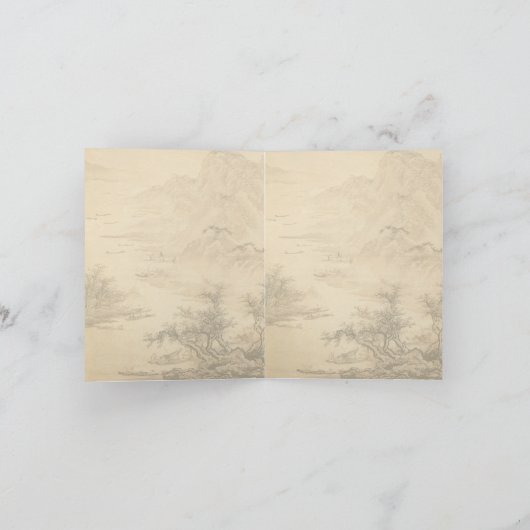 ヴィンテージ中国の墨絵の絵画景観 シーズンカード (内部)