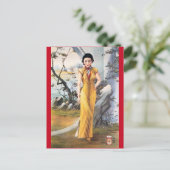 ヴィンテージ中国の広告たばこ女性 ポストカード (スタンド正面)