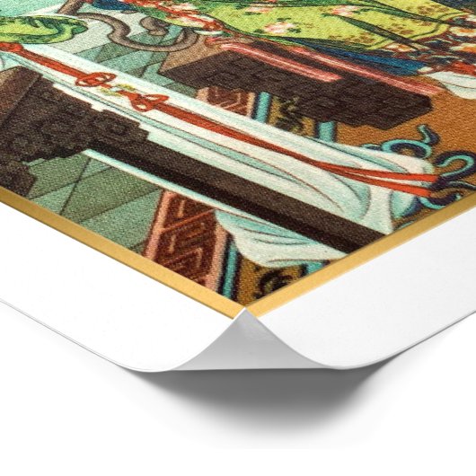 ヴィンテージ中国の広告アンティークスタイル ポスター (角)