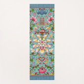 ヴィンテージ中国アジアブーケピンクオンアクアブルー ヨガマット (正面)