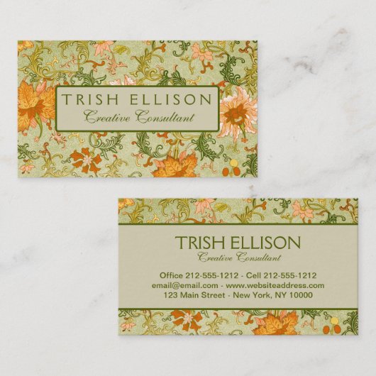 ヴィンテージ中国オーナメント ジョーンズ フラワーズ 名刺 (正面/裏面)