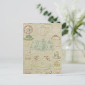 ヴィンテージ中国ティーカップティーポットシャビーキッチンデコール ポストカード (スタンド正面)