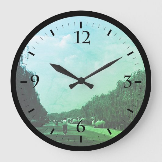 ヴィンテージ中国プキン美しいパスウェイ明の墓L ラージ壁時計 (正面)