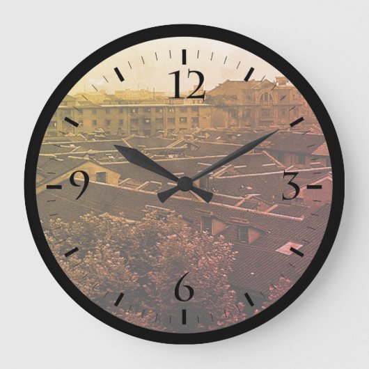 ヴィンテージ中国上海市大時計 ラージ壁時計 (正面)