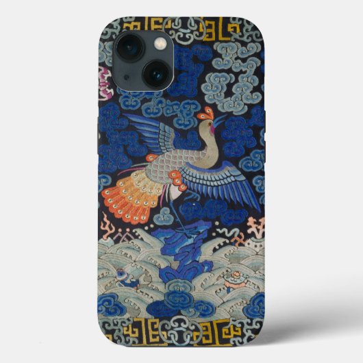 ヴィンテージ中国式鶴柄: インペリアルブルー Case-Mate iPhoneケース (裏面)