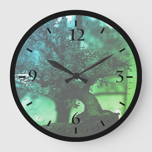 ヴィンテージ中国桂林ミニチュア盆栽ポットラージCl ラージ壁時計 (正面)