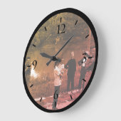 ヴィンテージ中国桂林中国の川人ラージCl ラージ壁時計 (傾斜)