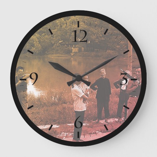 ヴィンテージ中国桂林中国の川人ラージCl ラージ壁時計 (正面)