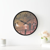 ヴィンテージ中国桂林中国の川人ラージCl ラージ壁時計 (ホーム)