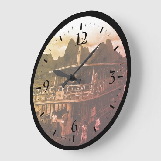 ヴィンテージ中国桂林川ボートラージクロック ラージ壁時計 (傾斜)