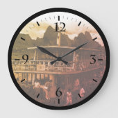 ヴィンテージ中国桂林川ボートラージクロック ラージ壁時計 (正面)