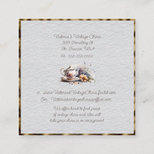 ヴィンテージ中国販売店及び委託販売店広場B スクエア名刺 (裏面)