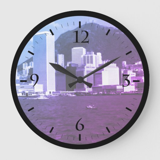 ヴィンテージ中国香港ベイ超高層ビルビューウォッチ ラージ壁時計 (正面)