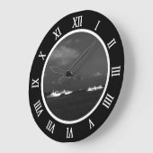 ヴィンテージ中国香港ベイ超高層ビルビューUSB C ラージ壁時計 (傾斜)