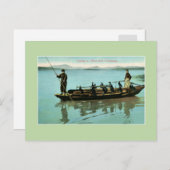 ヴィンテージ中国魚釣り（鳥類） ポストカード (正面/裏面)