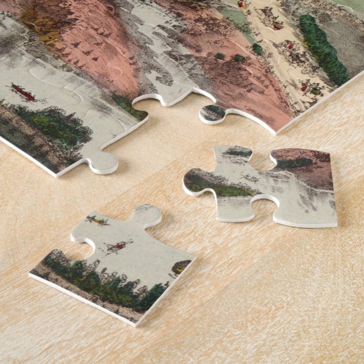 ヴィンテージ中央公園NYCの絵図（1860年） ジグソーパズル (側面)