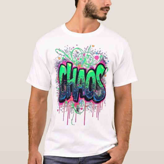 ヴィンテージ中華風 白鹿と芍薬の花柄 Tシャツ (正面)