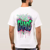 ヴィンテージ中華風 白鹿と芍薬の花柄 Tシャツ (裏面)