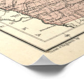 ヴィンテージ中西部州の地図， 1837. ポスター (角)