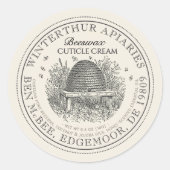 ヴィンテージ串アイボリービースワックスキューティクルクリームラベル ラウンドシール (正面)