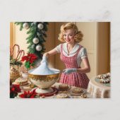 ヴィンテージ主婦ベーキングクリスマス シーズンポストカード (正面)