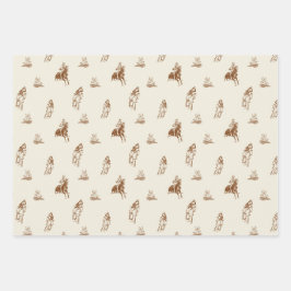 ヴィンテージ乗馬パターン ラッピングペーパーシート