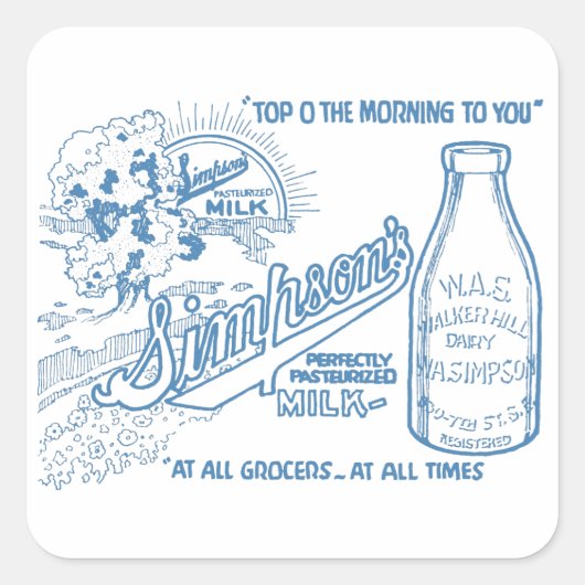 ヴィンテージ乳広告 スクエアシール (正面)