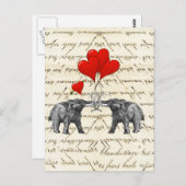 ヴィンテージ乳房とハート ポストカード (正面/裏面)