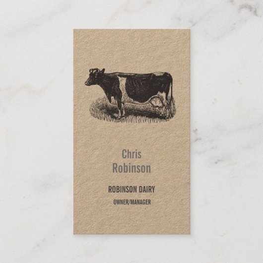 ヴィンテージ乳牛農家肉屋ビジネス 名刺 (正面)