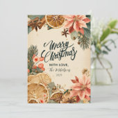 ヴィンテージ乾燥オレンジのメリークリスマス シーズンカード (スタンド正面)