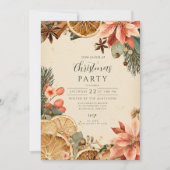 ヴィンテージ乾燥オレンジのメリークリスマス 招待状 (正面)