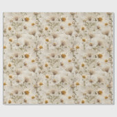 ヴィンテージ乾燥プレスデイジー花、書道 ラッピングペーパー (フラット)