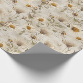 ヴィンテージ乾燥プレスデイジー花、書道 ラッピングペーパー (角)