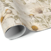 ヴィンテージ乾燥プレスデイジー花、書道 ラッピングペーパー (ロールコーナー)