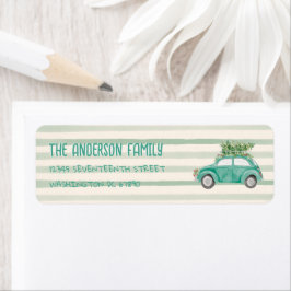 ヴィンテージ予測できなトラックツリーのクリスマスアドレス ラベル