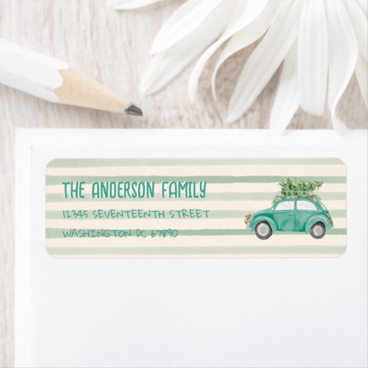 ヴィンテージ予測できなトラックツリーのクリスマスアドレス ラベル (インサイチュ)