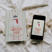 ヴィンテージ予測できなハンドドロークリスマス雪だるまパーティー 招待状